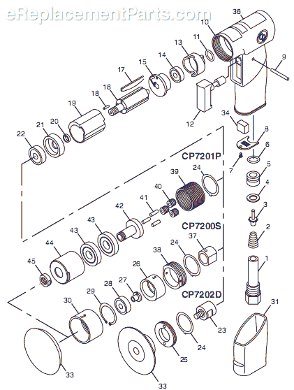 Page A Diagram and Parts List for CP7202D 8941172021 Chicago Pneumatic Sander